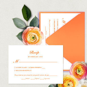 Moderne Minimal Bright Orange Meal Choding RSVP Karte