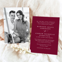 Moderne Minimal Burgundy Foto Wedding