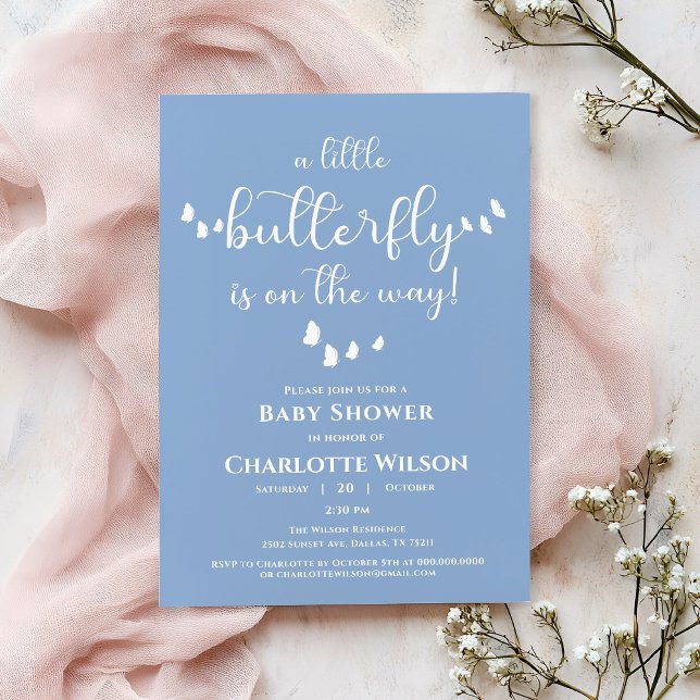 Moderne Minimal-Butterfly-Babydusche Einladung (Von Creator hochgeladen)