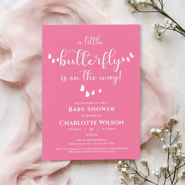 Moderne Minimal-Butterfly-Babydusche Einladung (Von Creator hochgeladen)