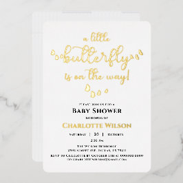 Moderne Minimal-Butterfly-Babydusche Folieneinladung