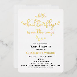 Moderne Minimal-Butterfly-Babydusche Folieneinladung