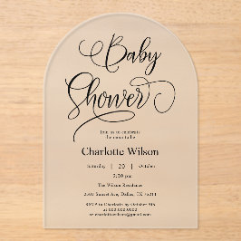 Moderne Minimal Calligraphy Baby Girl Dusche Acryleinladungen