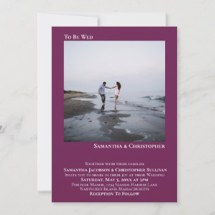 Moderne Minimal Cassis Magenta Einfaches Foto Hoch Einladung