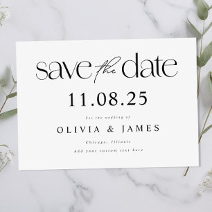 Moderne Minimal-Chic-Hochzeit ohne Foto Save The Date