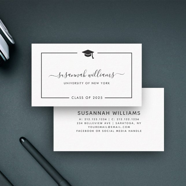 Moderne Minimal-Chic-Script-Abschluss-Calling Card Visitenkarte (Von Creator hochgeladen)