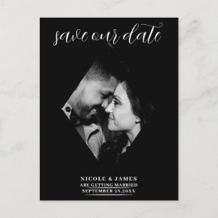 Moderne Minimal Diamant Foto Hochzeit Termin vorme Ankündigungspostkarte