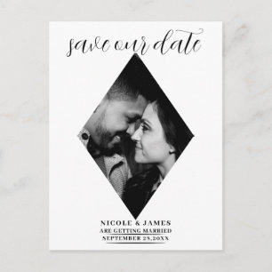 Moderne Minimal Diamant Foto Hochzeit Termin vorme Ankündigungspostkarte