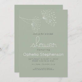 Moderne Minimal Doodle Blume zeigen Grün und Weiß Einladung