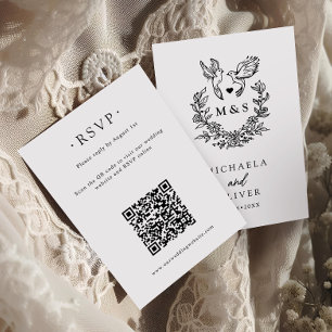 Moderne Minimal Doves & Script Wedding Online RSVP Karte