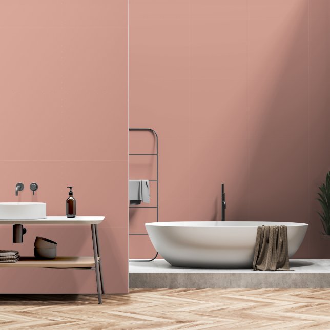 Moderne Minimal Dusty Pink Solid Color Tapete (Badezimmer)