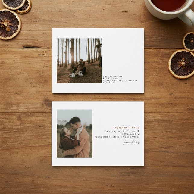 Moderne Minimal einfache 2-Foto Hochzeit Einladung (Modern Minimal Simple 2-Photo Wedding Invitation.)