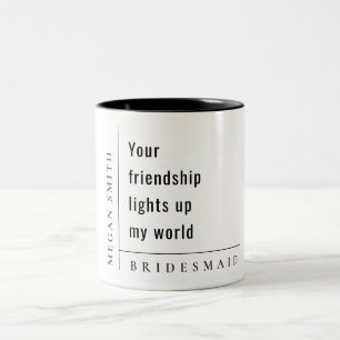 Moderne Minimal einfache Freundschaft Bridesmaid G Zweifarbige Tasse