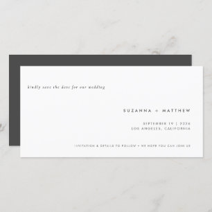Moderne Minimal einfache graue Hochzeit Save The Date