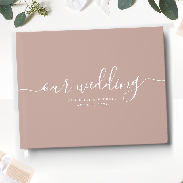 Moderne Minimal Elegante Chic Dusty Blush Wedding Gästebuch (Von Creator hochgeladen)