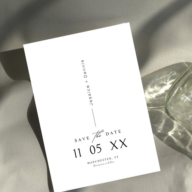 Moderne Minimal Elegante Script B&W Save the Date Einladung (Von Creator hochgeladen)