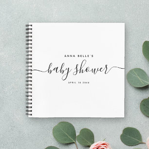 Moderne Minimal Elegante Script Baby Shower Guest Notizbuch