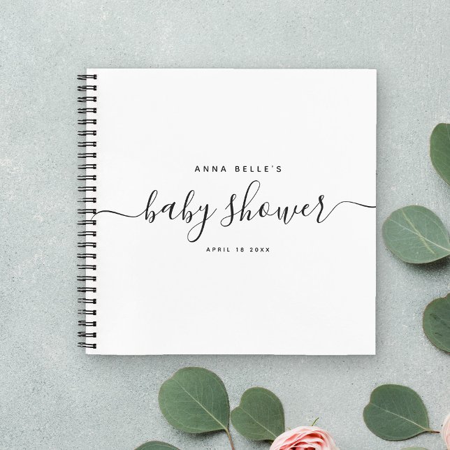 Moderne Minimal Elegante Script Baby Shower Guest Notizbuch (Von Creator hochgeladen)