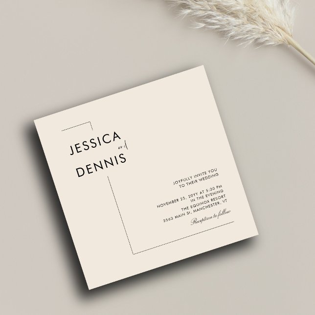 Moderne Minimal Elegante Script Boho Square Weddin Einladung (Von Creator hochgeladen)