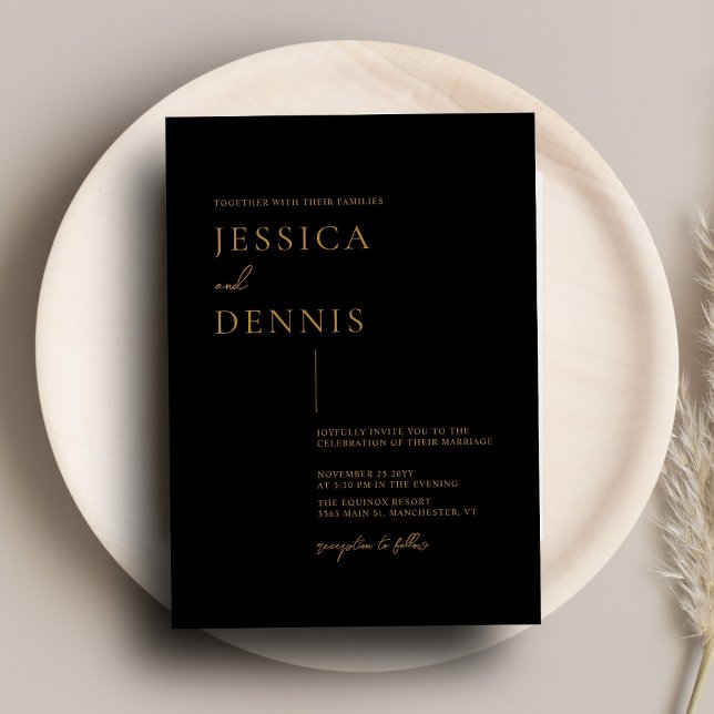 Moderne Minimal elegante Script Copper Hochzeit Einladung (Von Creator hochgeladen)