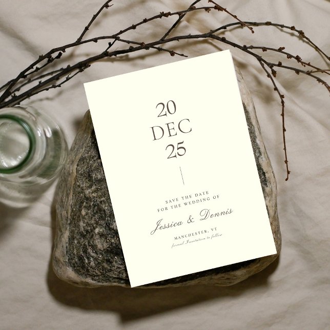 Moderne Minimal Elegante Script Ivory Save the Dat Einladung (Von Creator hochgeladen)