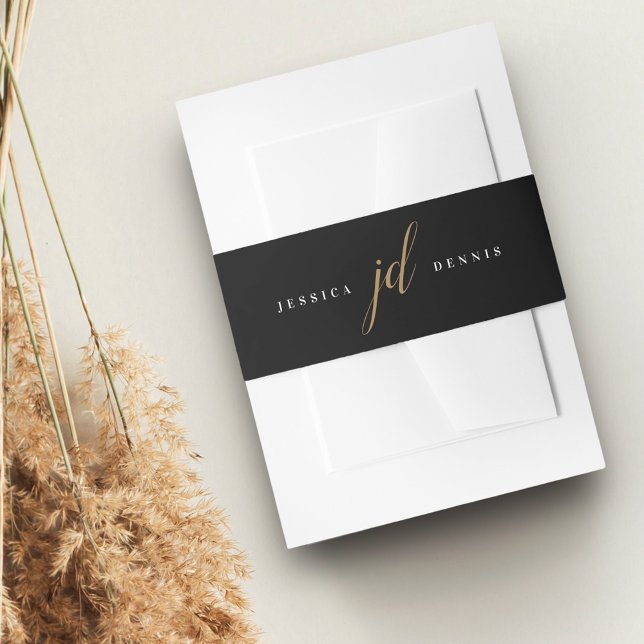 Moderne Minimal elegante Script Monogram Wedding Einladungsbanderole (Von Creator hochgeladen)