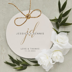 Moderne Minimal elegante Script Monogram Wedding Geschenkanhänger
