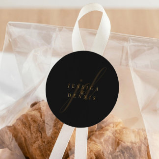 Moderne Minimal elegante Script Monogram Wedding Runder Aufkleber