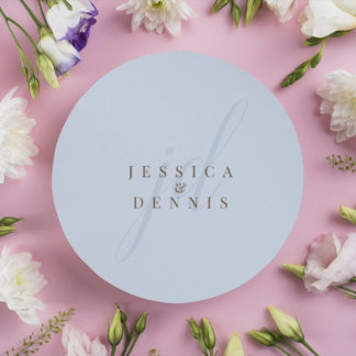 Moderne Minimal elegante Script Monogram Wedding Runder Aufkleber