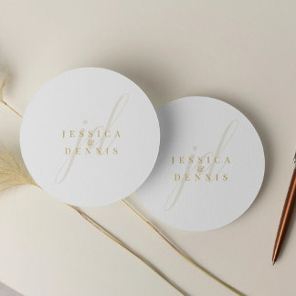 Moderne Minimal elegante Script Monogram Wedding Runder Aufkleber