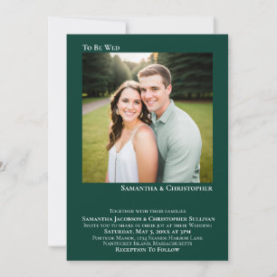 Moderne Minimal Emerald Green Simple Foto Wedding Einladung