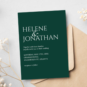 Moderne Minimal Emerald Green Wedding Einladung
