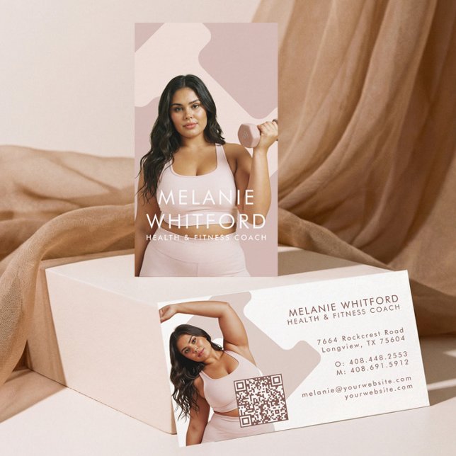 Moderne Minimal Fitness Gesundheit Wellness Foto Q Visitenkarte (Modern Minimal Fitness Health Wellness Photo QR Business Card)