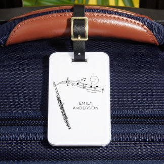 Moderne Minimal-Flute Schwarz-Weiß-Monogramm Gepäckanhänger