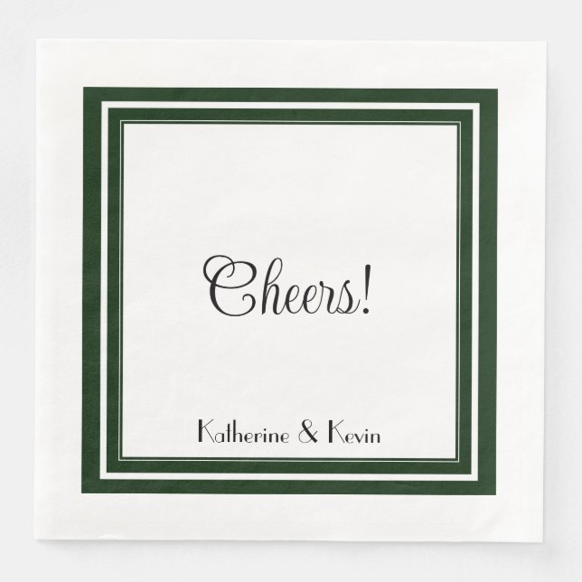 Moderne Minimal Forest Green White Wedding Serviette (Vorderseite)