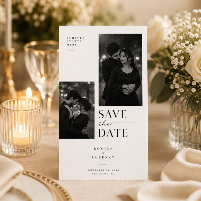 Moderne Minimal-Foto-Collage Save The Date (Von Creator hochgeladen)