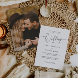 Moderne Minimal-Foto-Hochzeit Einladung