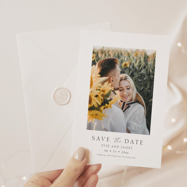 Moderne Minimal-Foto-Hochzeit Save The Date (Von Creator hochgeladen)