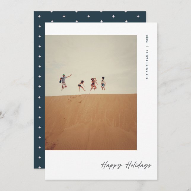 Moderne Minimal Foto Navy Weihnachten (Vorne/Hinten)