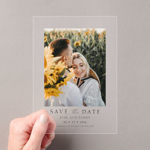 Moderne Minimal Foto Save-the-Date Acryleinladungen