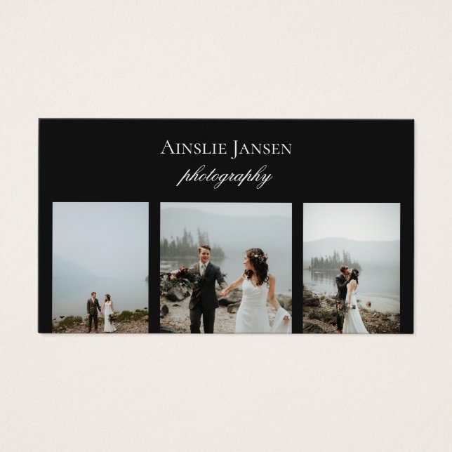 Moderne Minimal-Fotograf Black Business Cards (Vorderseite)