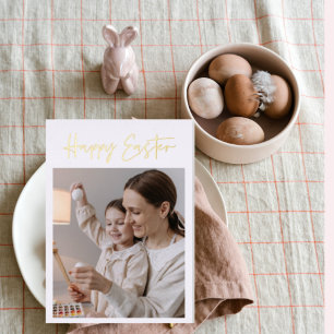 Moderne Minimal Frohe Ostern Familie Echtes Foli Folien Feiertagskarte