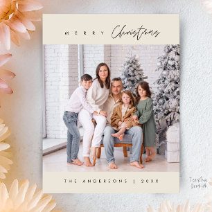 Moderne Minimal, Frohe Weihnachten Familienfoto Postkarte