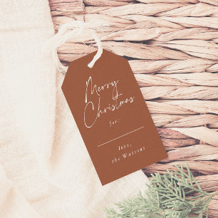 Moderne Minimal frohe Weihnachtsschrift Rot Rot Geschenkanhänger