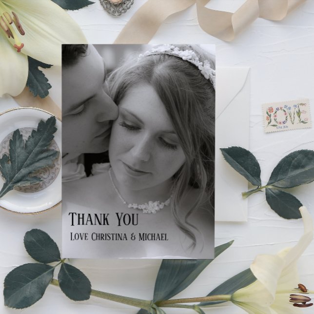 Moderne Minimal Full Bleed Foto Hochzeit Vielen Da Dankeskarte (Von Creator hochgeladen)