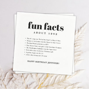 Moderne Minimal Fun Fakten Geburtstag Jahr Serviette