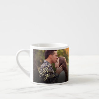 Moderne Minimal Gold I Love You Typografie Foto  Espressotasse