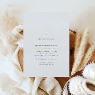 Moderne Minimal Gold Schnuller Neutrale Babyparty Folieneinladung