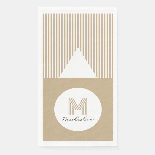 Moderne Minimal Gold Streifen Monogramm Serviette (Vorderseite)