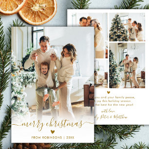 Moderne minimal goldene Schrift 5 Foto Frohe Weihn Feiertagskarte